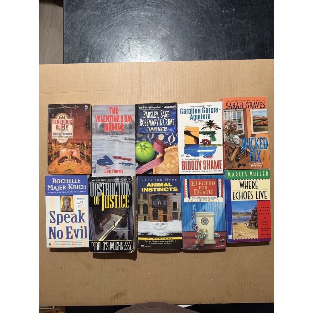 Lot of‎ 10 random murder mystery novel paperback books, various authors B37